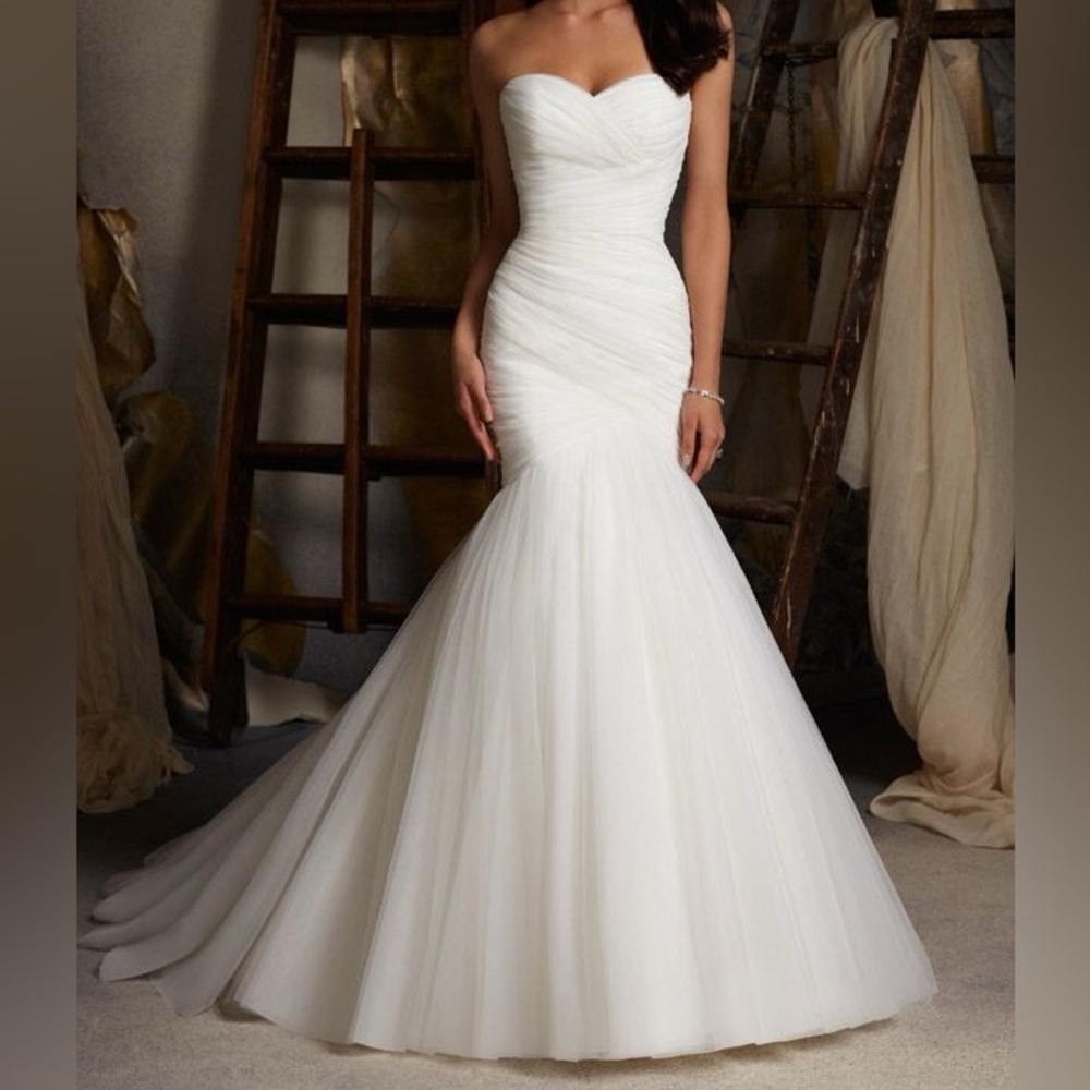 NEW Strapless Sweetheart Mermaid Wedding Dress 12, Corset | Tulle gown bridal 8